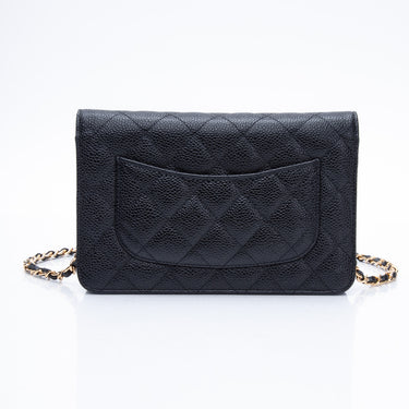 CHANEL Black Caviar Quilted Wallet On Chain WOC