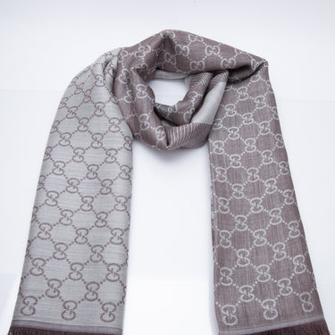 GUCCI Beige Gray Shawl/Scarf