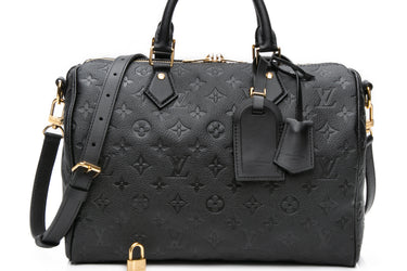 LOUIS VUITTON Black Monogram Empreinte Leather Speedy Soft 30