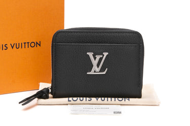 LOUIS VUITTON Black Noir Calfskin Lockme Zippy Coin Purse