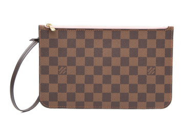 LOUIS VUITTON Damier Ebene Rose Ballerine Wristlet (New)