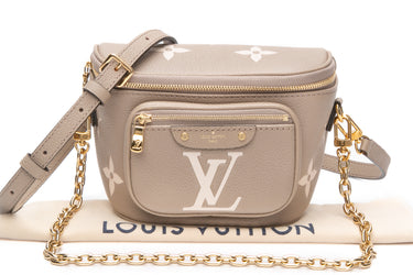 LOUIS VUITTON Mini Bumbag Bicolor Monogram Tourterelle Beige Cream Empreinte Leather