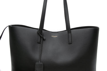 SAINT LAURENT Black Calfskin Shopping Tote Bag