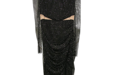 SELF-PORTRAIT Black Diamante Fishnet Midi-Dress 4 (New)