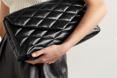 SAINT LAURENT Black Leather Quilted Sade Puffer Envelope Clutch