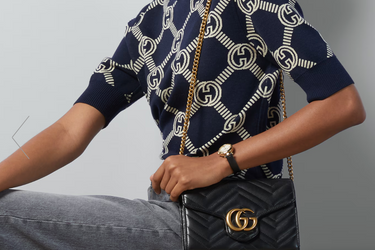 GUCCI Black GG Marmont Super Mini Chain Crossbody Bag