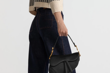 DIOR Medium Saddle Bag with Strap Black Grained Calfskin