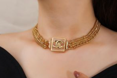 CHANEL Gold Resin CC Chain Link Choker Necklace