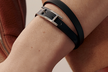 HERMES Noir Fauve Behapi Double Tour Bracelet