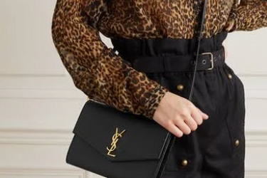 SAINT LAURENT Black Grain De Poudre Mini Uptown Crossbody Bag