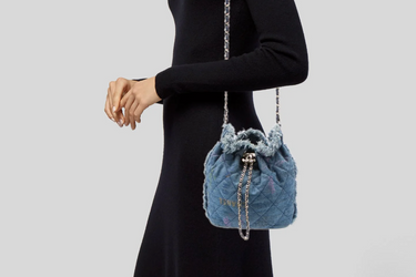 CHANEL Blue Denim Multicolor Quilted Mood Bucket Bag