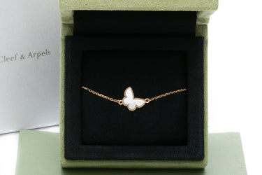 Van Cleef & Arpels 18K Yellow Gold Mother Of Pearl Sweet Butterflies Bracelet (New)