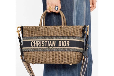 DIOR Oblique Canvas and Wicker Basket Bag