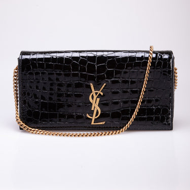 SAINT LAURENT KATE 99 CHAIN BAG IN ALLIGATOR-EMBOSSED LEATHER