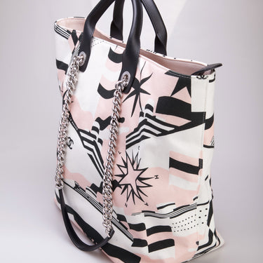 Chanel Black, Pink, & White Canvas La Pausa Shopping Tote (New)