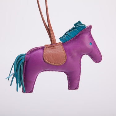 HERMES Milo Lambskin Grigri Rodeo Horse Bag Charm MM Anemone Bleu Izmir