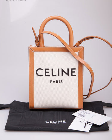 Celine Mini Vertical Cabas Natural/Tan Crossbody Bag (New)