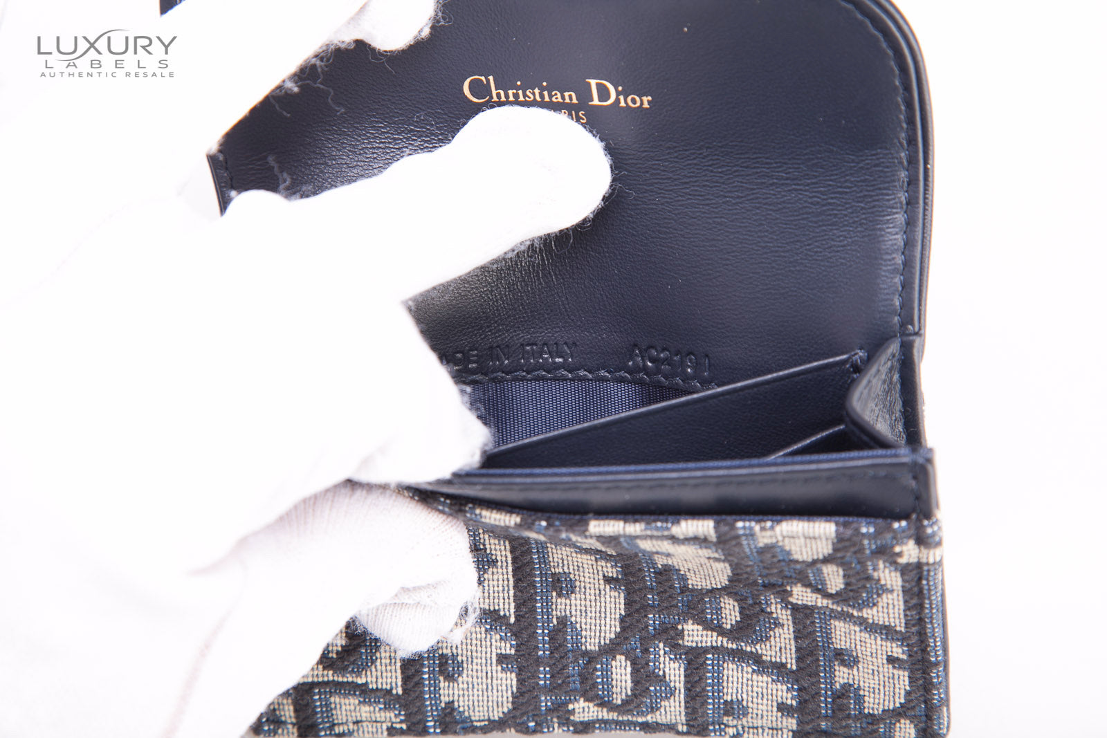 Dior - Saddle Flap Compact Zipped Card Holder Blue Dior Oblique Jacquard - Women