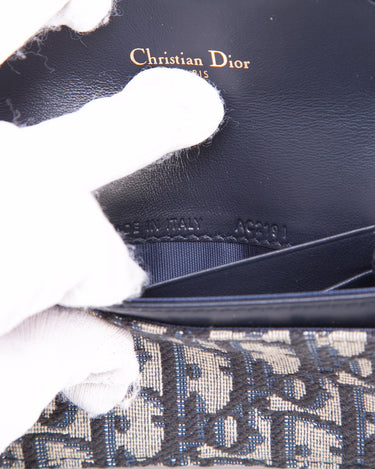 Authentic DIOR Saddle Flap Card Holder (Blue Dior Oblique Jacquard)