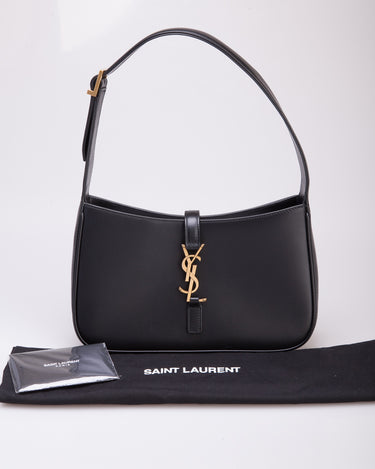 Saint Laurent Le 5 A 7 Leather Hobo Shoulder Bag Black