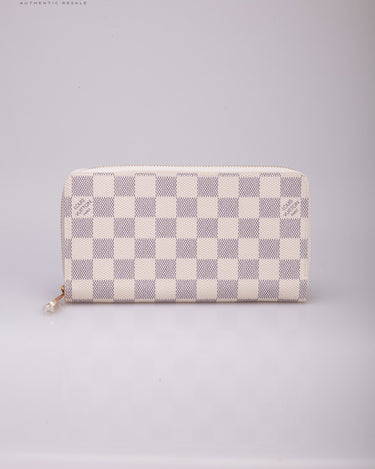With Box Louis Vuitton Damier Azur Card Case White Leather