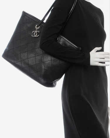 Chanel Black Quilted Caviar Leather Large Business Affinity Flap