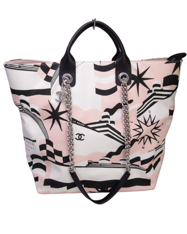Chanel 2019 Black/White LA PAUSA Cotton Tote Bag w. Insert rt. $1, 550