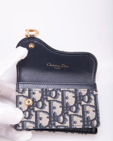 Zipped Card Holder Beige and Black Dior Oblique Jacquard