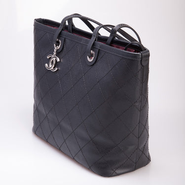 Chanel Black Quilted Caviar Leather Fever Tote