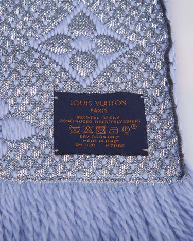 Louis Vuitton logomania shine scarf Black Silvery Silk Polyester